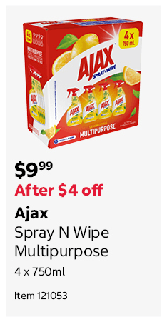 Ajax Spray N Wipe Multipurpose 4 x 750ml