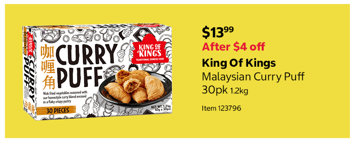 King Of Kings Malaysian Curry Puff 30pk 1.2kg
