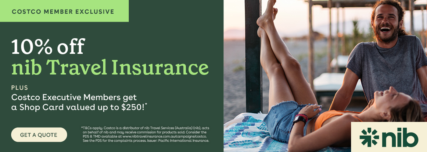 10% off nib travel insurance Costco member exclusive