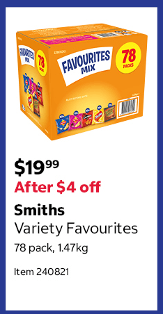 Smiths Variety Favourites 78 pack, 1.47kg