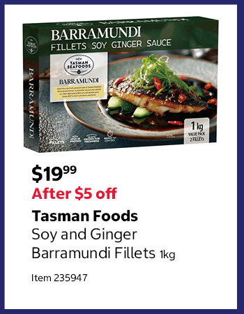 Tasman Foods Soy and Ginger Barramundi Fillets 1kg