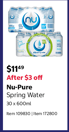 Nu-Pure Spring Water 30 x 600ml