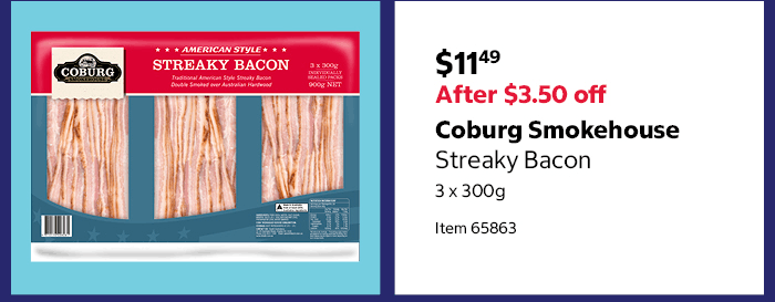 Coburg Smokehouse Streaky Bacon 3 x 300g