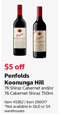 Penfolds Koonunga Hill 76 Shiraz Cabernet and/or 76 Cabernet Shiraz 750ml