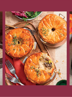 Chicken, leek, gruyere and mushroom pies