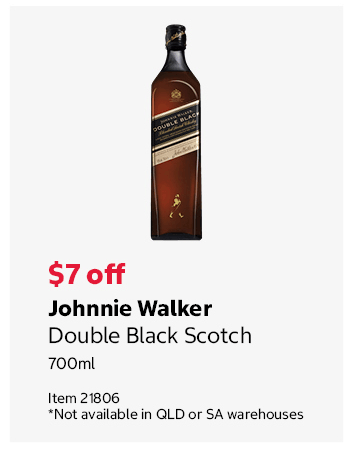 Johnnie Walker Double Black Scotch 700ml Item 21806 *Not available in QLD or SA warehouses