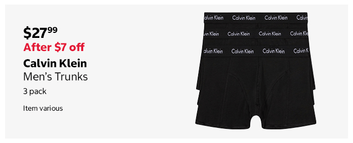 Calvin Klein Men’s Trunks 3 pack Item various