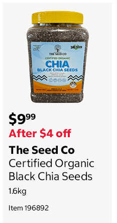The Seed Co Certified Organic Black Chia Seeds 1.6kg Item 196892