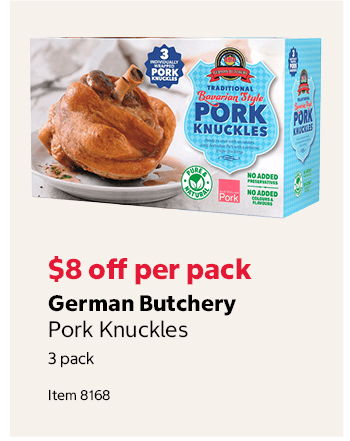 German Butchery Pork Knuckles 3 pack Item 8168