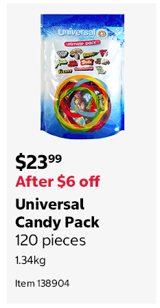 Universal Candy Pack 120 pieces 1.34kg Item 138904