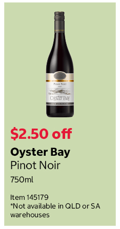 Oyster Bay Pinot Noir 750ml Item 145179 *Not available in QLD or SA warehouses