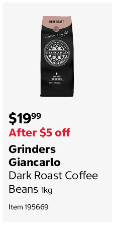 Grinders Giancarlo Dark Roast Coffee Beans 1kg Item 195669