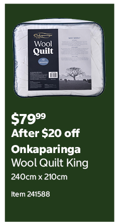 Onkaparinga Wool Quilt King 240cm x 210cm Item 241588