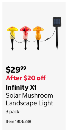 Infinity X1 Solar Mushroom Landscape Light 3 pack Item 1806238