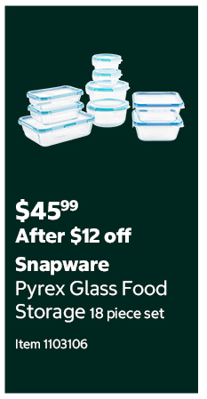 Snapware Pyrex Glass Food Storage 18 piece set Item 1103106