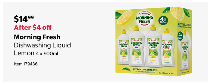 Morning Fresh Dishwashing Liquid Lemon 4 x 900ml Item 179436