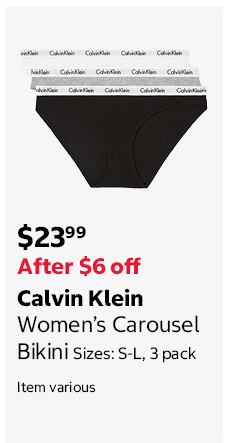 Calvin Klein Women’s Carousel Bikini Sizes: S-L, 3 pack Item various