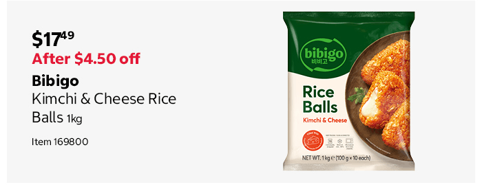 Bibigo Kimchi & Cheese Rice Balls 1kg Item 169800