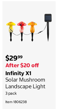 Infinity X1 Solar Mushroom Landscape Light 3 pack Item 1806238
