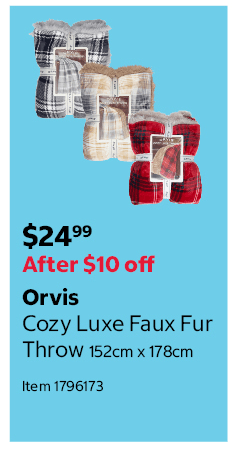 Orvis Cozy Luxe Faux Fur Throw 152cm x 178cm Item 1796173