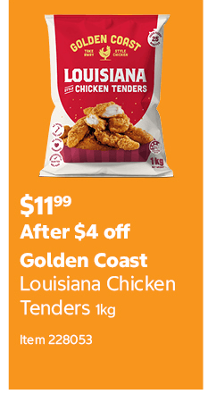Golden Coast Louisiana Chicken Tenders 1kg Item 228053