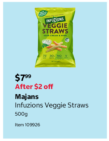 Majans Infuzions Veggie Straws 500g Item 109926