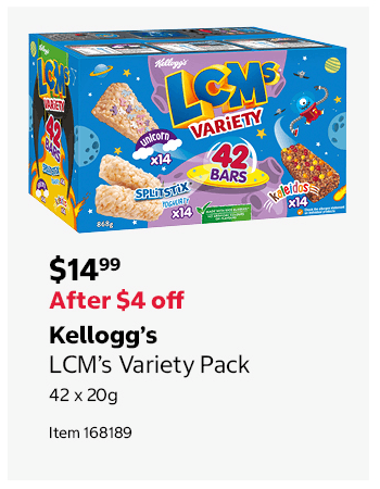 Kellogg’s LCM’s Variety Pack 42 x 20g Item 168189