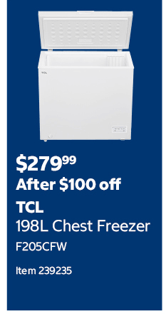 TCL 198L Chest Freezer F205CFW Item 239235