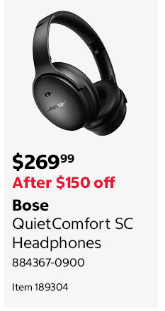 Bose QuietComfort SC Headphones 884367-0900 Item 189304