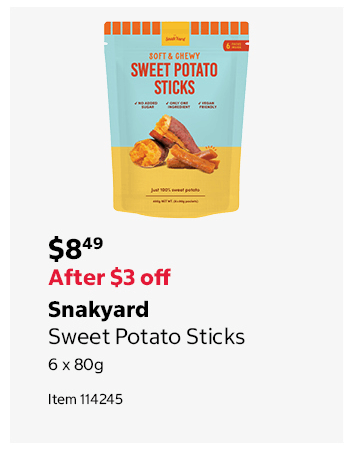 Snakyard Sweet Potato Sticks 6 x 80g Item 114245