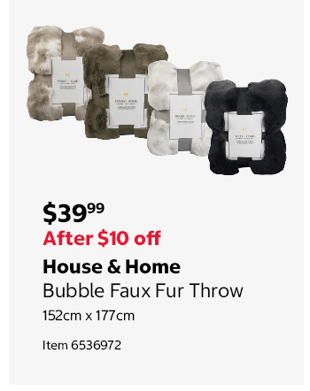 House & Home Bubble Faux Fur Throw 152cm x 177cm Item 6536972