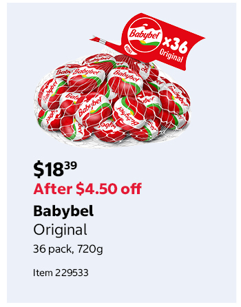 Babybel Original 36 pack, 720g Item 229533