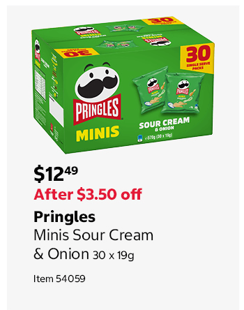 Pringles Minis Sour Cream & Onion 30 x 19g Item 54059