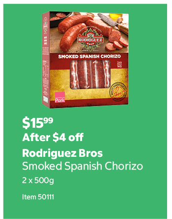 Rodriguez Bros Smoked Spanish Chorizo 2 x 500g Item 50111