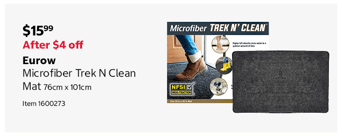 Eurow Microfiber Trek N Clean Mat 76cm x 101cm Item 1600273