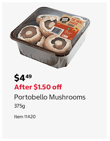 Portobello Mushrooms 375g Item 11420