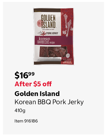 Golden Island Korean BBQ Pork Jerky 410g Item 916186