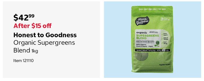 Honest to Goodness Organic Supergreens Blend 1kg Item 121110