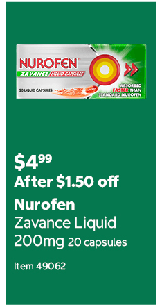 Nurofen Zavance Liquid 200mg 20 capsules Item 49062