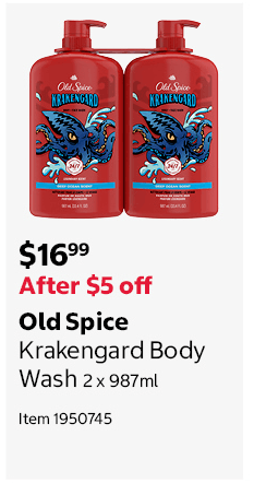 Old Spice Krakengard Body Wash 2 x 987ml Item 1950745