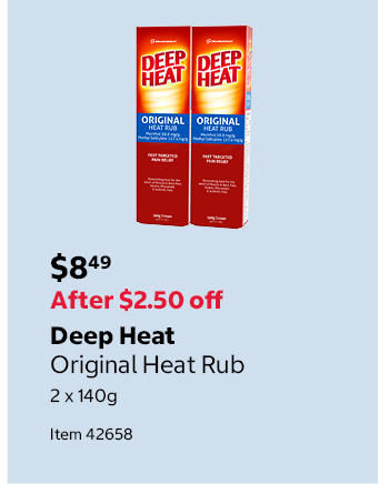 Deep Heat Original Heat Rub 2 x 140g Item 42658