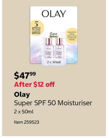 Olay Super SPF 50 Moisturiser 2 x 50ml Item 259523