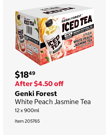 Genki Forest White Peach Jasmine Tea 12 x 900ml Item 205765