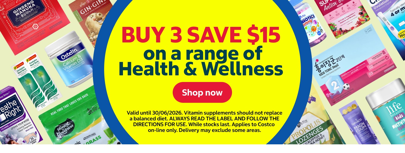 Buy 3 save $15 on a range of Health & Wellness