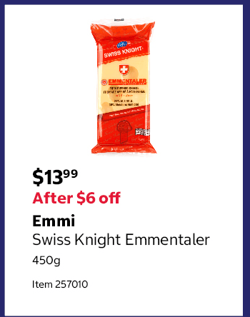 Emmi Swiss Knight Emmentaler 450g Item 257010