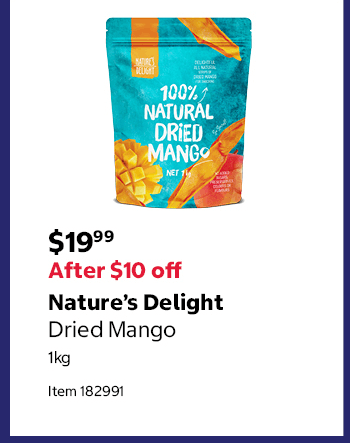 Nature’s Delight Dried Mango 1kg Item 182991