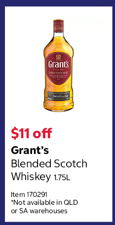 Grant’s Blended Scotch Whiskey 1.75L Item 170291 *Not available in QLD or SA warehouses