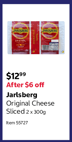Jarlsberg Original Cheese Sliced 2 x 300g Item 55727