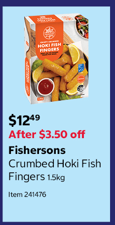 Fishersons Crumbed Hoki Fish Fingers 1.5kg Item 241476