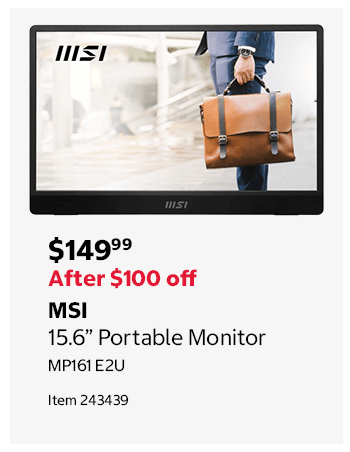 MSI 15.6” Portable Monitor MP161 E2U Item 243439